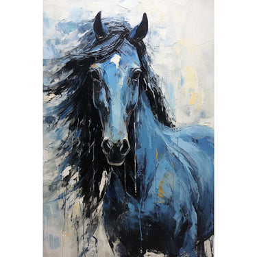 Abstract Blue Horse Canvas